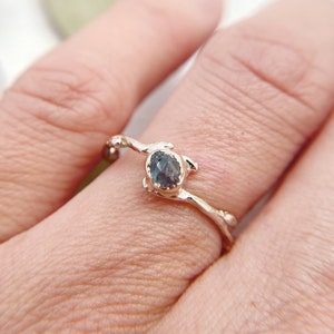 Verona Rough Montana Sapphire Bezel Ring | Handmade Earth Inspired Gemstone Boho Ring, Organic Uncut Montana Sapphire Engagement Ring