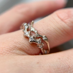 Mason Diamond Contour Wedding Band | Nature Inspired Curved Diamond Ring, Organic Handmade Delicate Wedding Band, Sculpted Diamond Twig Ring