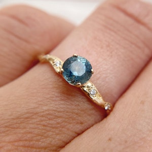 Naples Twisted Teal Montana Sapphire Solitaire Ring | Fairytale Inspired Wedding Ring, Organic Vibrant Gemstone Ring, Nature Sapphire Ring