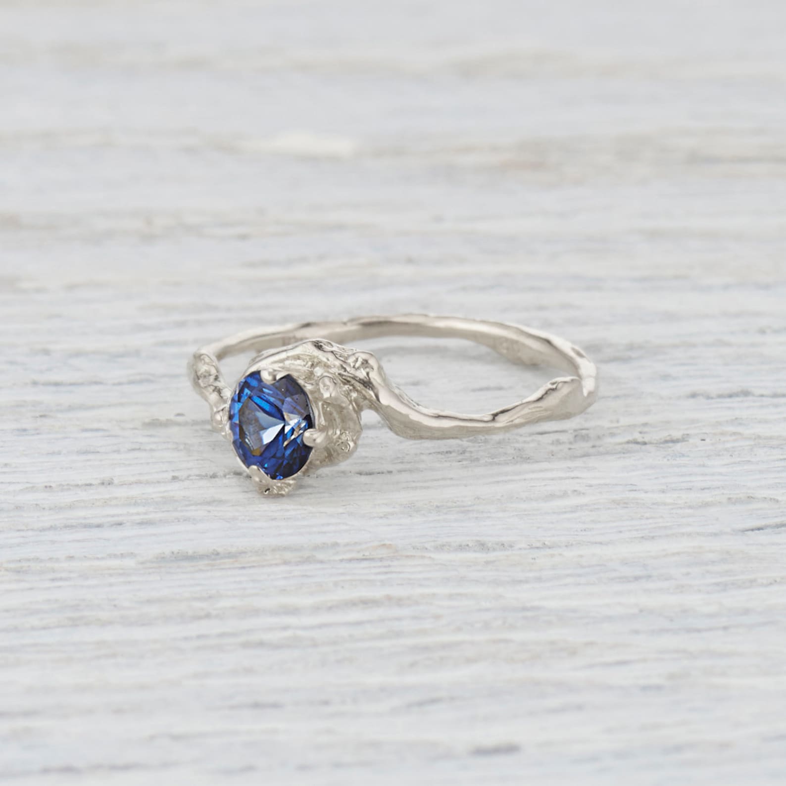 Boho Engagement Ring Sapphire Engagement Unique Solitaire Etsy