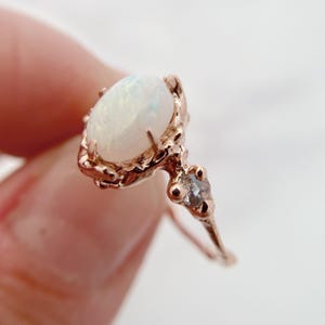 Naples Opal Trio Ring | handmade three stone engagement ring, large opal  gemstone ring, october birthstone, cottage core, libra zodiac ring