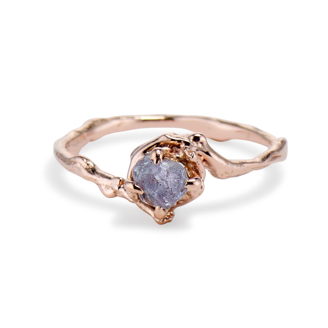 Petite Naples Rough Pink Montana Sapphire Twig Engagement Ring - Etsy