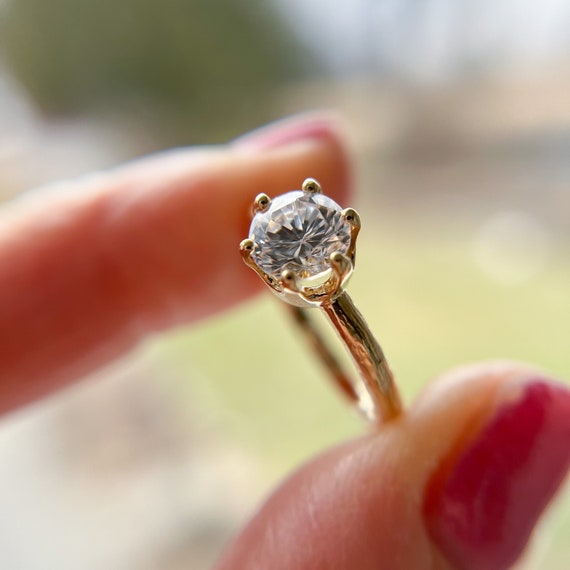 Clarabelle Moissanite Solitaire Engagement Ring Nature Inspired