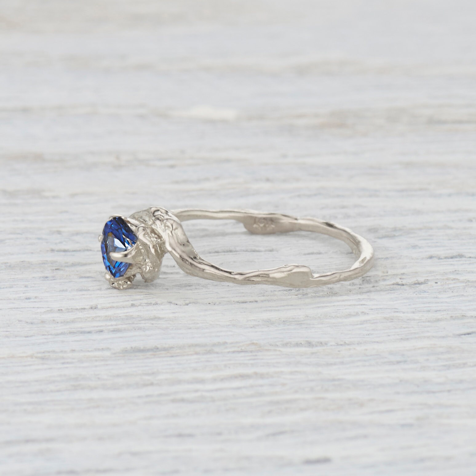 Boho Engagement Ring Sapphire Engagement Unique Solitaire Etsy