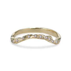 Faylin Diamond Contour Band | Handmade Curved Diamond Band, Ethically Made Diamond Wedding Band, Diamond Contour Ring, Nature Inspired Band