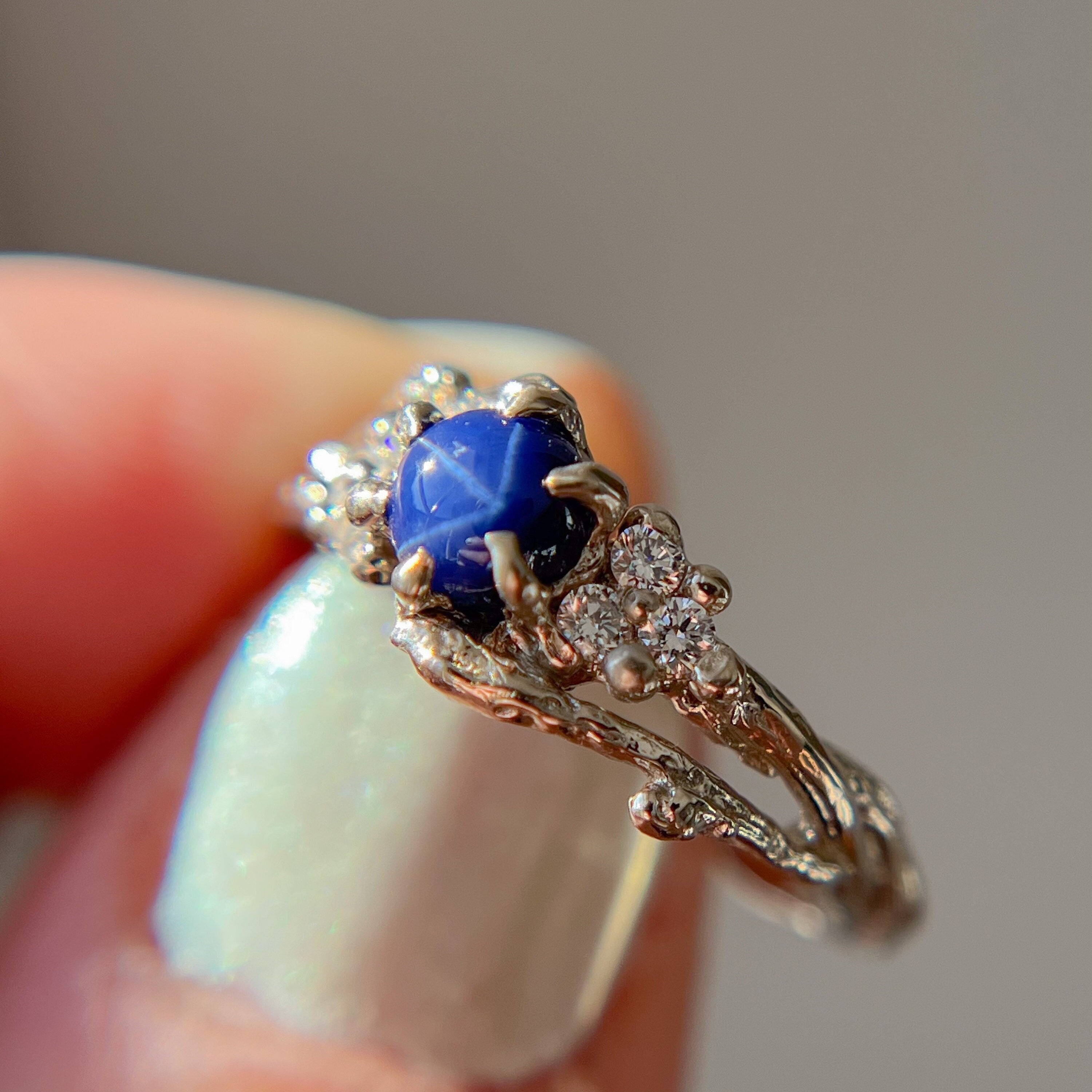 Feyre Star Sapphire Cluster Ring | Colorful Gemstone Mystical 
