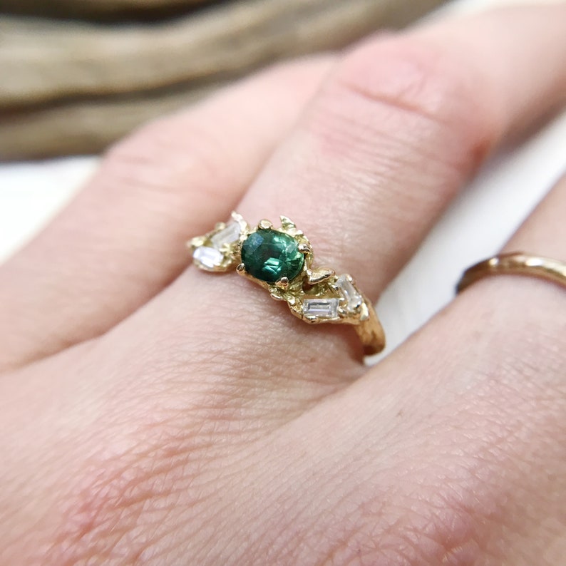 Union Cluster Engagement Ring Green Montana Sapphire and - Etsy