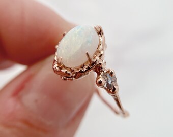 Naples Opal Trio Ring | Handmade Opal Trio Engagement Ring, Large Nature Made Gemstone Ring, Unique Fantasy Inspired Opal Ring, Cottage Core