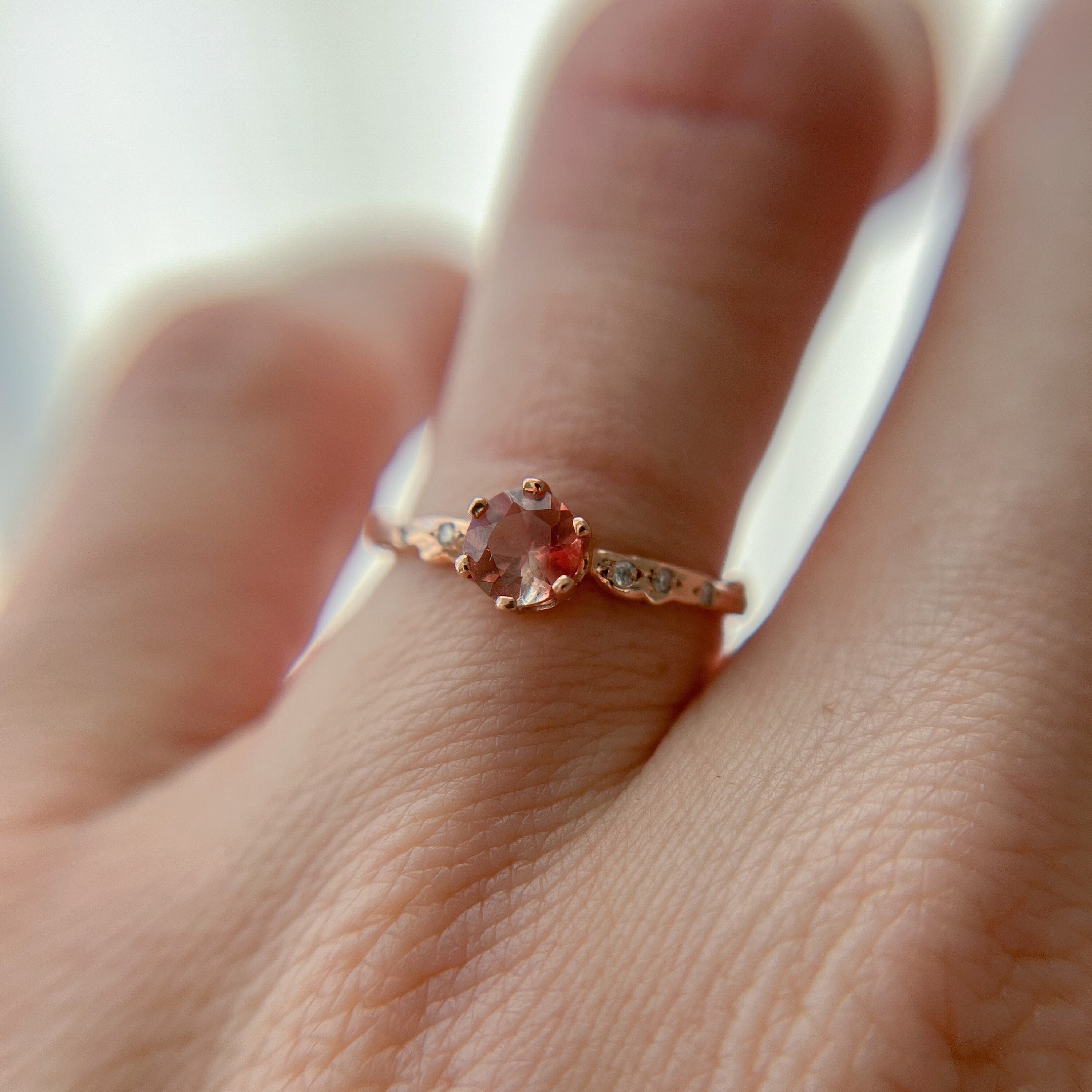 Oregon Sunstone Crystal Ring | 3 Gemstone Ring | Olivia Ewing