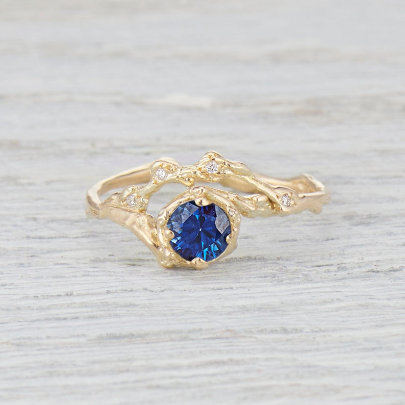 Unique Engagement Ring. Engagement Ring Set. Sapphire Ring. Etsy