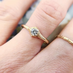 Clarabelle Bezel Diamond Wedding Ring | Bezel Set Diamond Ring, Low Profile Engagement Ring, Nature Inspired, Twig Engagement Ring Diamond