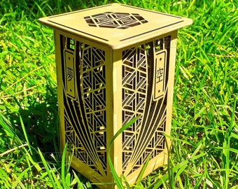 Small Japanese Lantern, Led Candle Holder, Wooden Tea Light Lamp, SVG Laser Cut Template, Garden Kumiko Decor