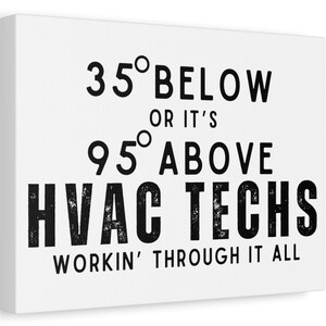 HVAC Canvas Wall Art | 9x12 Print 35 Below or 95 Above | Wall Decor for HVAC Techs | Trade Office or Workshop Gift Free Shipping