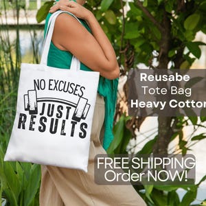 Motivational Gym Tote Bag: Heavy Duty Cotton Workout Bag