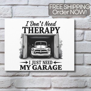 Garage Therapy Canvas Wall Art 9x12 Black & White Vintage Truck Print for Man Caves, Shops, or Garage Decor  Gearhead Gift Free Shipping