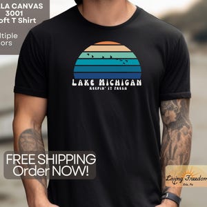 Lake Michigan Soft Cotton T-Shirt  Keepin It Fresh Retro Tee Bella Canvas 3001 Cotton T Shirt Great Lakes Adventure Shirt  Free Shipping