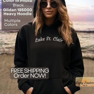 Lake St. Clair Gildan Kapuzenpullover | Schwere Mischung Pullover Sweatshirt | Fischen Bootfahren Strand Hoodie | Great Lakes Bekleidung Geschenk Versandkostenfrei