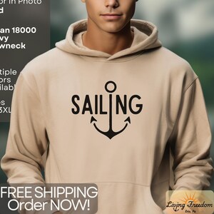 Sailing Anchor Hoodie | Gildan 18500 Heavy Blend Hoodie | Nautical Boating Sweatshirt | Cozy Captains Gift | Coastal Adventure | Free Ship