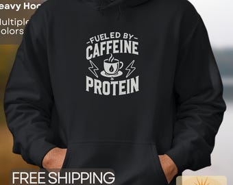 Caffeine & Protein Gym Hoodie Workout Sweatshirt Fitness Lover Gift Coffee Lifting Hoodie Gym Motivation Pullover Free Shipping