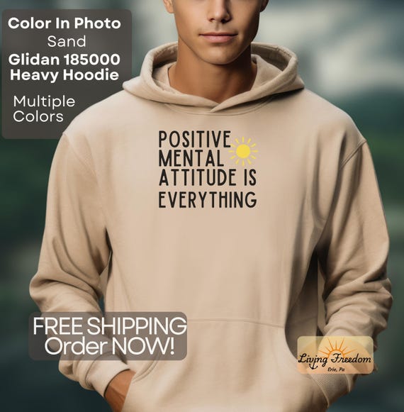 Hoodie Felpa Attitude Viola Felpa Con Cappuccio Positive Mental Attitude  Gildan 185000 Heavy