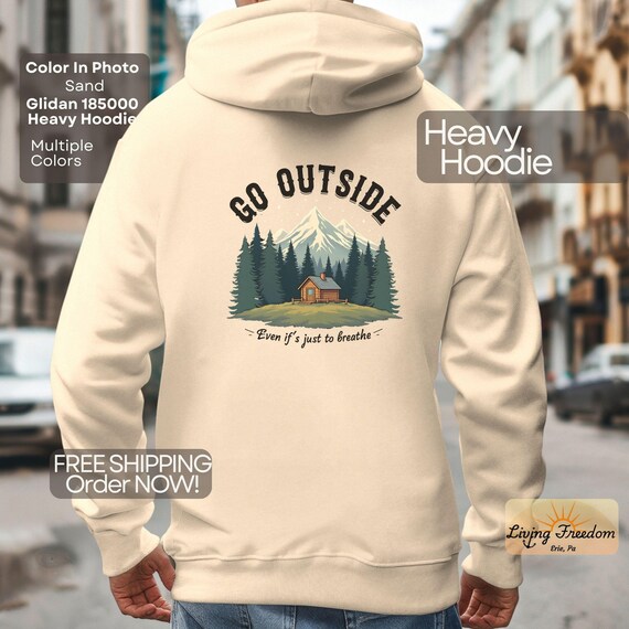 Mountain Cabin Back Print Hoodie: Go Outside Nature Apparel UK