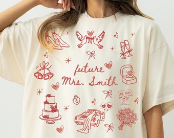 Camiseta personalizada para futura Sra., camiseta personalizada para futura novia, camiseta para despedida de soltera, regalo para despedida de soltera, camiseta de boda bonita, regalo de compromiso
