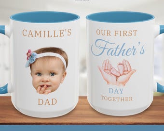 Mok met gepersonaliseerd babygezichtje voor de eerste Vaderdag 2025 | Mok met gepersonaliseerd babygezichtje voor de kersverse papa | Cadeau-idee met gepersonaliseerde kinderfoto voor een verjaardag | abeo