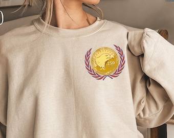 Sudadera con escudo de águila patriótica, cuello redondo Unique Heritage USA, jersey America 250, camiseta 1776 2026, parte superior con emblema en el pecho izquierdo