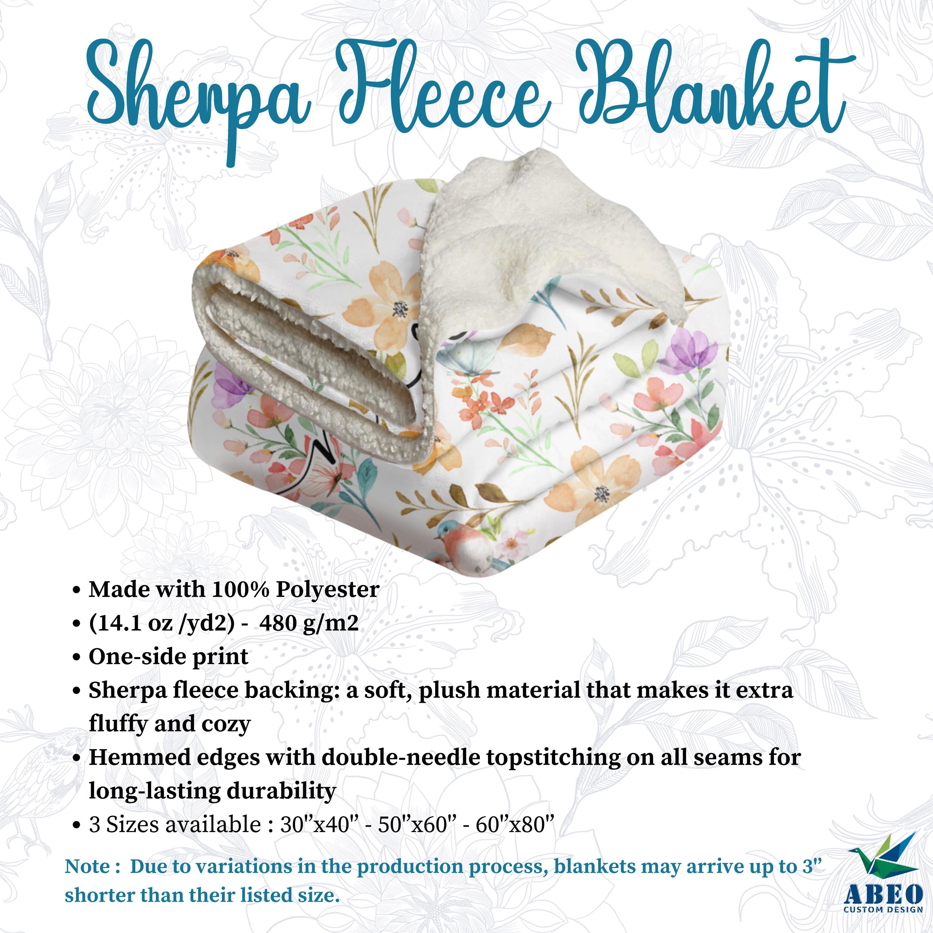 Floral Name Blanket for Girls, Personalized Boho Watercolor Nursery Throw, Soft Fleece or Sherpa, Custom Wildflower Baby Shower Gift | abeo