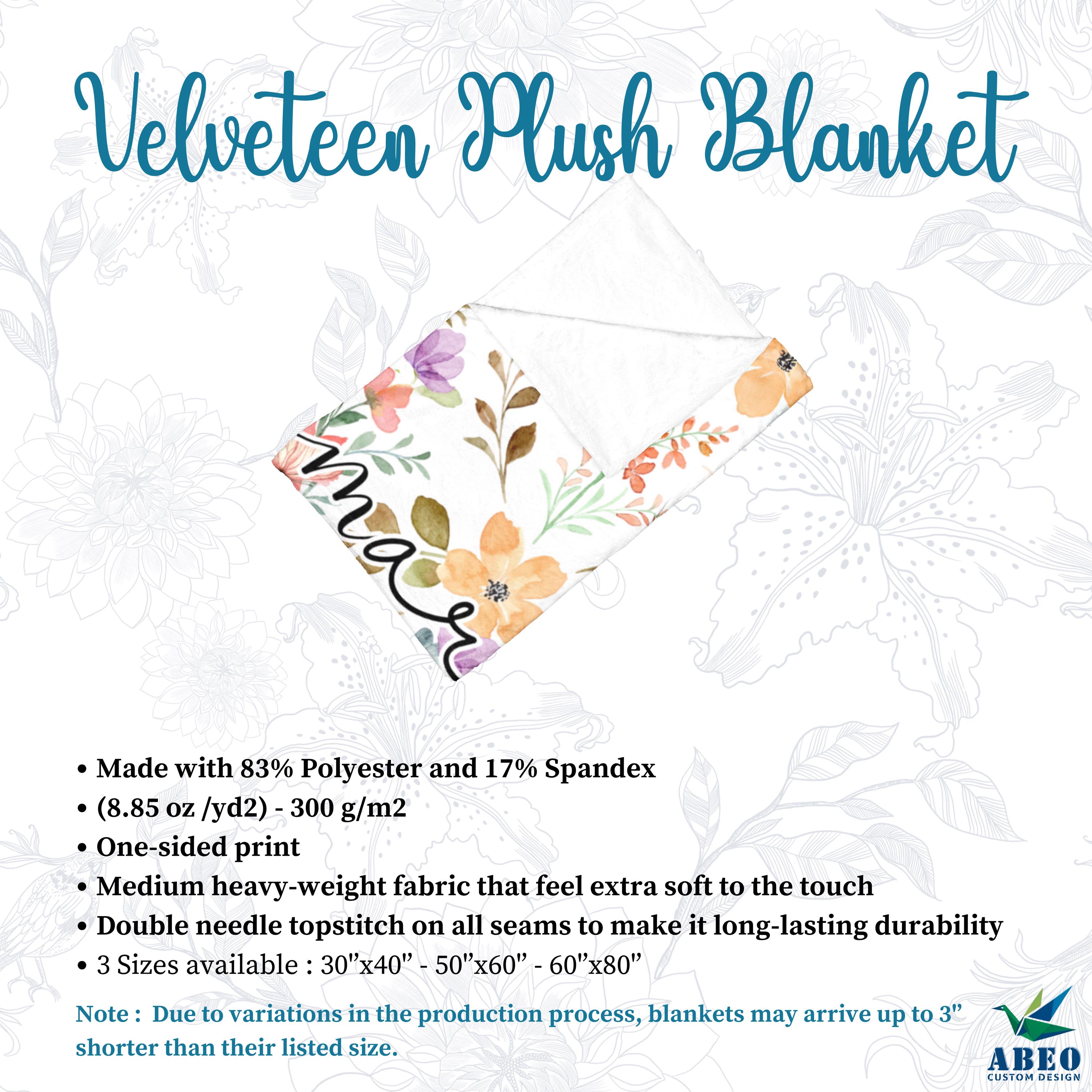 Floral Name Blanket for Girls, Personalized Boho Watercolor Nursery Throw, Soft Fleece or Sherpa, Custom Wildflower Baby Shower Gift | abeo