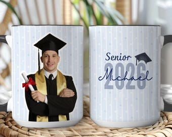 Taza personalizada con foto de graduación, taza personalizada para graduados de 2026, regalo para la clase de 2026, taza de café con nombre personalizado, regalo para graduados de secundaria
