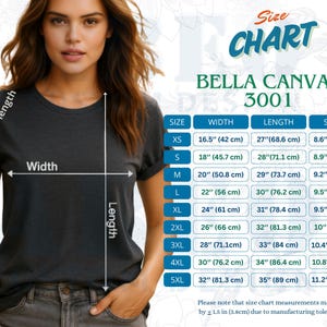 Tabla de tallas Bella Canvas 3001 | Tabla de tallas de camiseta unisex | Paquete de información del producto | Descarga digital instantánea | Archivos editables de Canva - Etsy | abeo