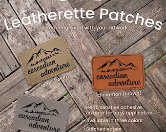 3x2 Inch Leatherette Patch, Heat-Adhesive Engraved Tag for Hats, Bags, Beanies