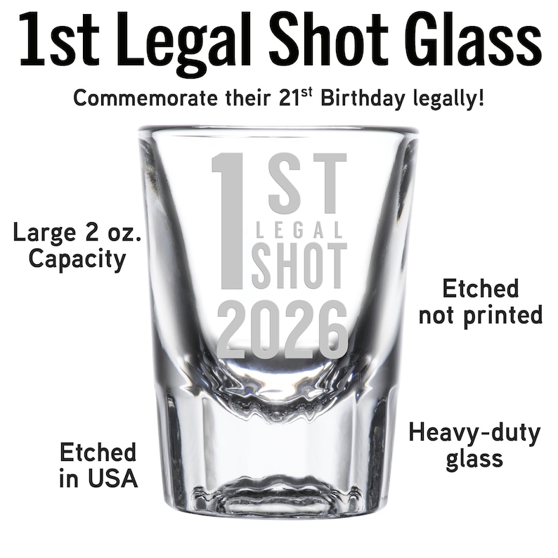 Etched Shot Glass, 21st Birthday Gift For Him image 4
