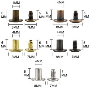 Chicago screws are shown in various colors offered with sizes of caps and shafts.