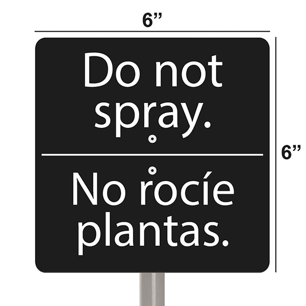 Garden Sign, Do Not Spray Sign in English and Spanish, Acrylic Sign with Steel Stake, Free Shipping