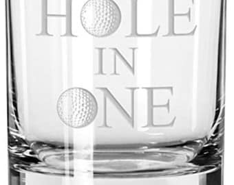 Engraved Whiskey Glass, Hole in One, Golf Gift