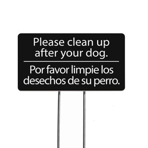 Garden Sign, Clean Up After Your Dog Acrylic Sign, Bilingual Yard Signs, Garden Gifts
