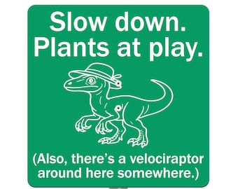 Funny Velociraptor Garden Sign: Dual-Color Acrylic, Stainless Steel Stake