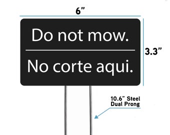 Do Not Mow Garden Sign, Garden Markers, Bilingual Yard Signs