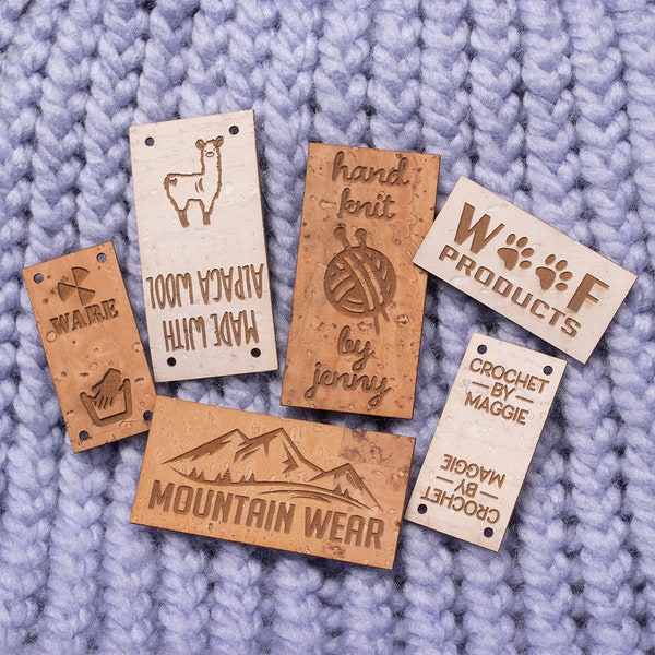 Custom Cork Fabric Labels: Personalized Logo Tags, 1x2 inch