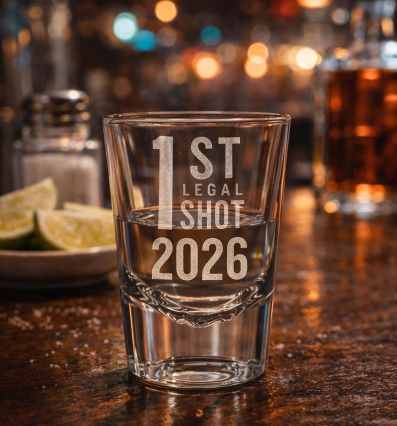 Etched Shot Glass, 21st Birthday Gift For Him image 3