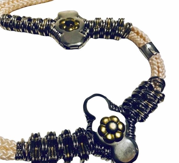 Vintage Metal and Rope Flower Belt - Etsy