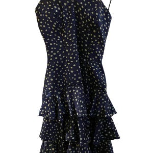 Vintage 80s Lillie Rubin Navy and White Polka Dot Dress