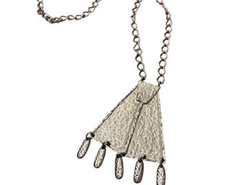 Vintage Silver Tone Chain and Metal Statement Necklace
