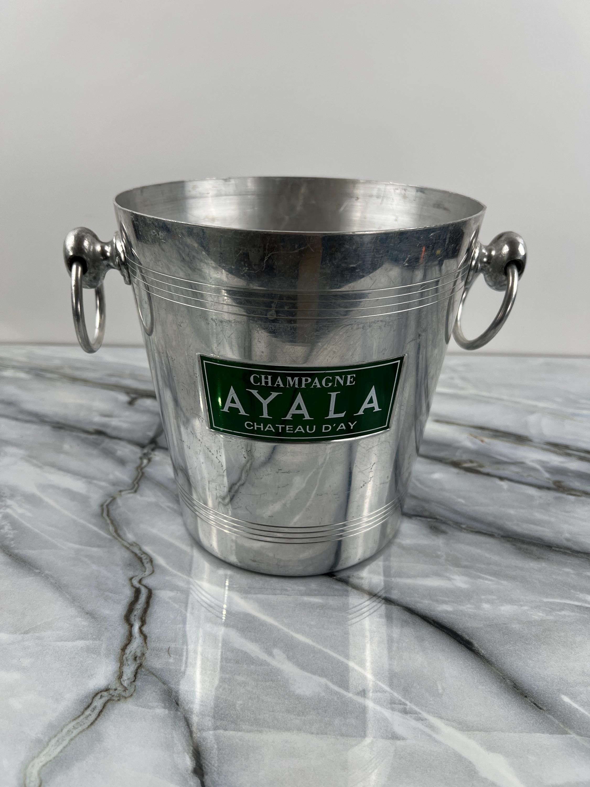 Ancien Seau a Champagne Ayala En Métal Argenté. Argit Paris