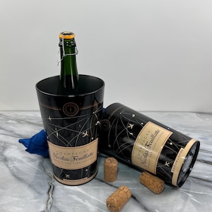 French Nicolas Feuillatte Champagne Bucket Set: Vintage Bar Decor