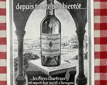 Oryginalny francuski plakat z likierem Chartreuse Vintage – autentyczna dekoracja ścienna
