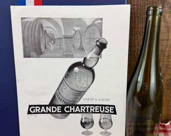 Oryginalny francuski plakat z likierem Chartreuse