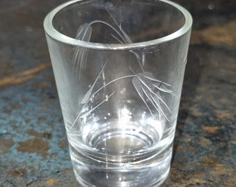 Vasos de chupito de trigo grabados vintage